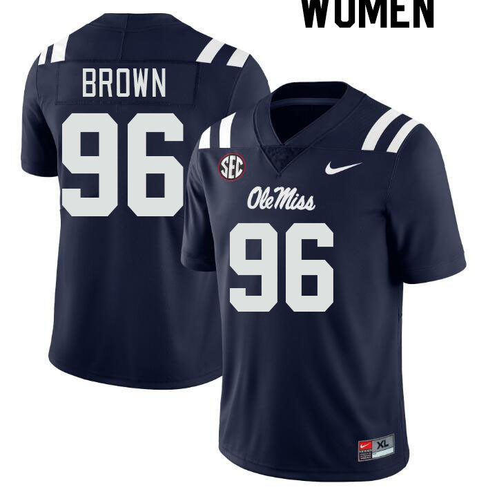 Women #96 Jamarious Brown Ole Miss Rebels College Football Jerseyes Stitched Sale-Navy